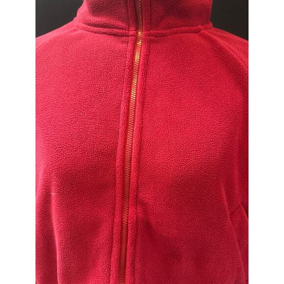 Red Fleece Zip-Up Jacket For Women Size L Polyester Cotton Blend Machine Washabl - Picture 2 of 4